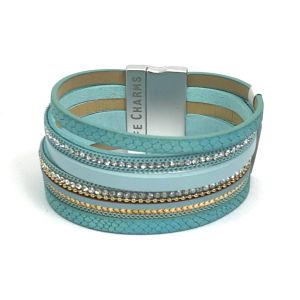 480313 - Life Charms - BT13 - 6 Row Aqua Wrap bracelet