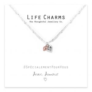 Life Charms - EFY008N - Verzilverd collier - Hartjes 