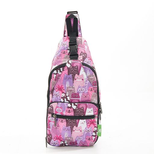 Eco Chic - Crossbody Bag - I09PP - Purple - Cats*