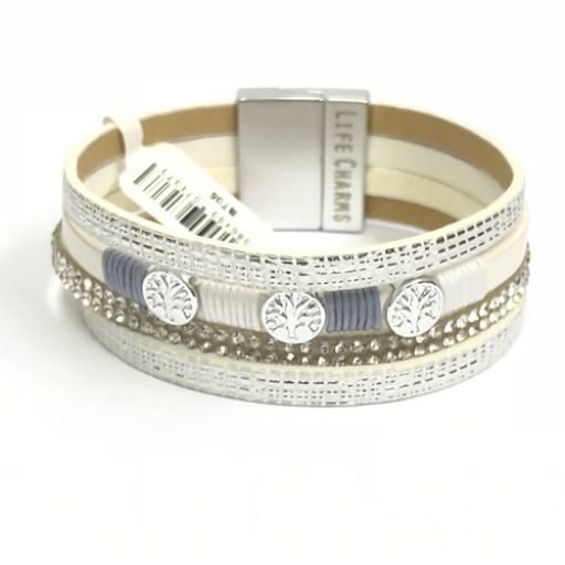 480305 - Life Charms - BT05 - 4 Row Silver Wrap bracelet