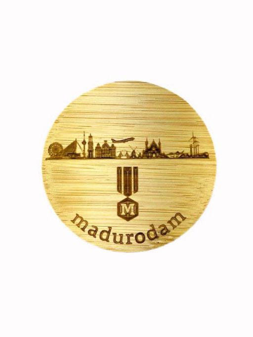Bamboe deksel - Madurodam skyline met logo 