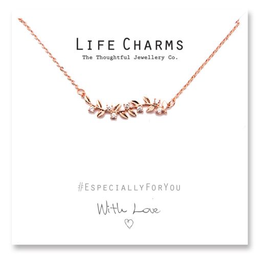 480504 - Life Charms - YY04 - Necklace Rose Gold Leaves